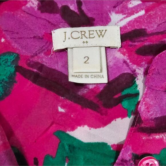 J. Crew Purple Roses and Pink Floral Button Down Tank Top Shirt Size 2 Xs - Picture 7 of 7